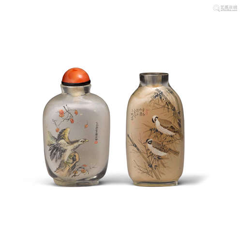 Two inside-painted glass snuff bottles 20th century