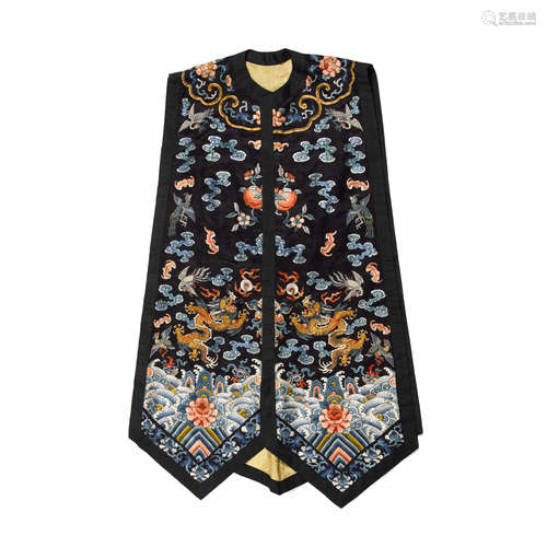 A lady's embroidered silk vest, Xiapi Late Qing/Republic per...