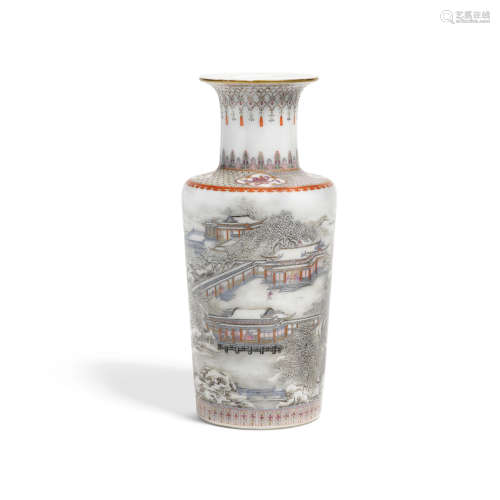 An enameled porcelain rouleau Vase Qianlong mark, Republic p...