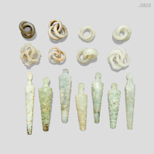 A group of jade jewelry Qing dynasty and later