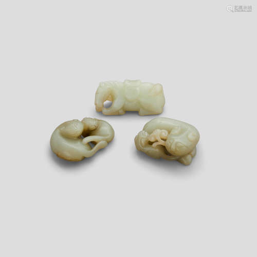 Three small jade animal models