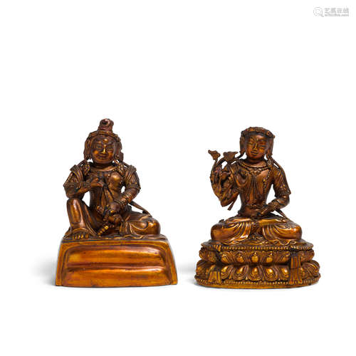 Two gilt lacquered Buddhist deities