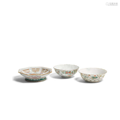 A group of three enameled bowls Late Qing/Republic period