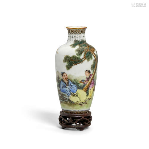 A small polychrome enameled eggshell porcelain vase Hongxian...