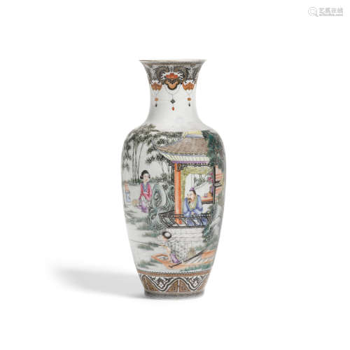 A famille rose enameled porcelain vase Qianlong mark, Republ...