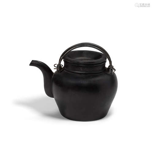 A black yixing teapot and cover Yuefeng mark, 20th century