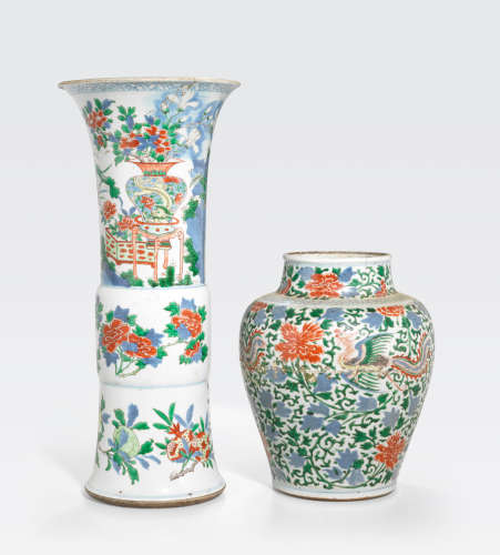 Two wucai-decorated porcelains 17th century