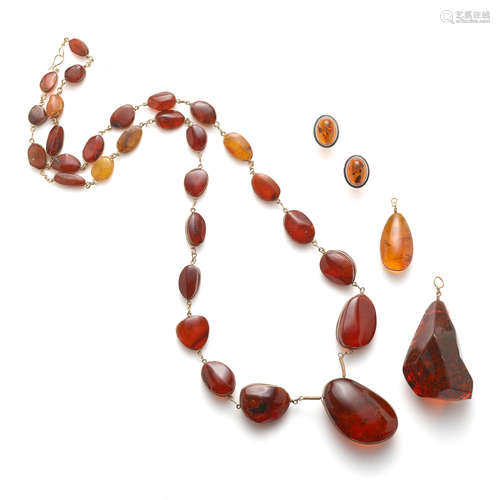 A group of Amber Jewelry