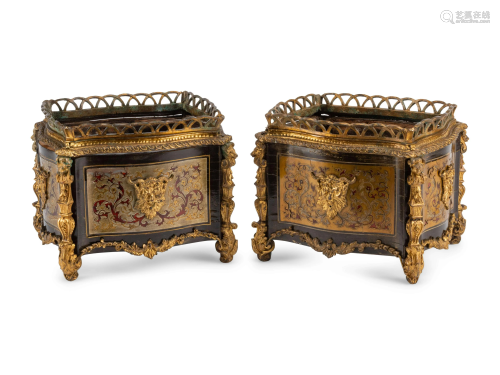 A Pair of Napoleon III Gilt Bronze Mounted Boulle