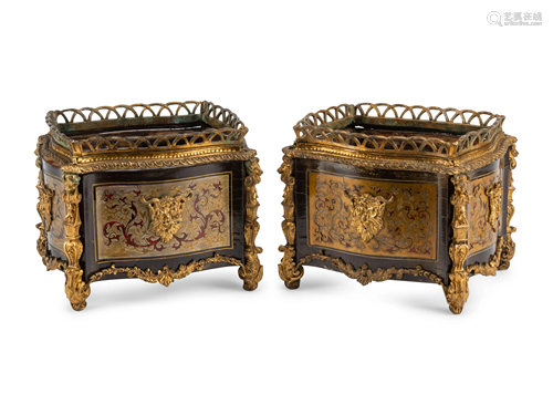 A Pair of Napoleon III Gilt Bronze Mounted Boulle