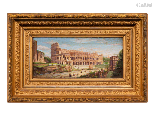 An Italian Micromosaic of the Colosseum in a Giltwood