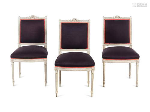 A Set of Three Louis XVI Painted Side Chairs