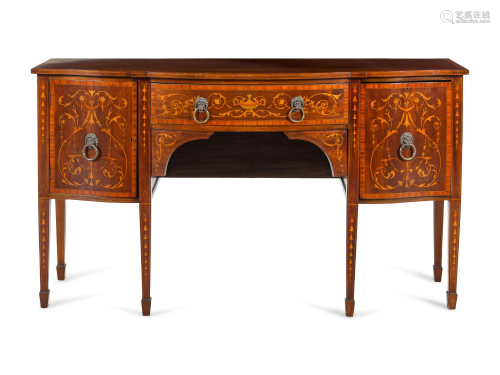 An Edwardian Mahogany, Satinwood and Marquetry