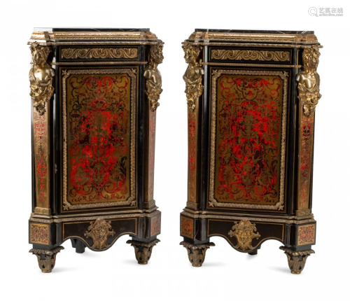 A Pair of Napoleon III Gilt Bronze Mounted Boulle