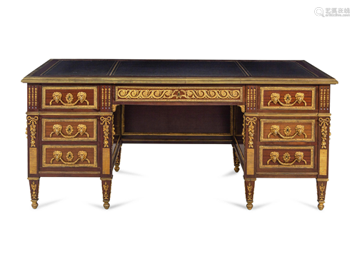 A Louis XV Style Gilt Bronze Mounted Mahogany Desk