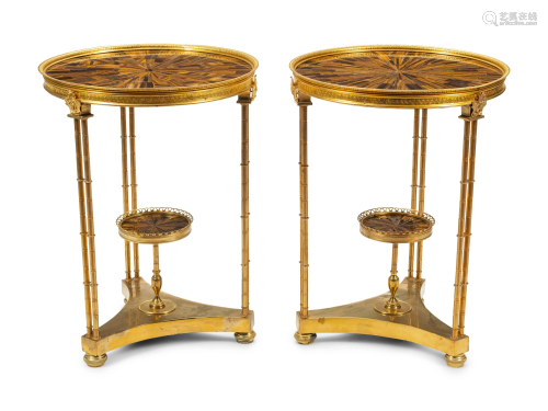 A Pair of Louis XVI Style Gilt Bronze and Tiger's Eye