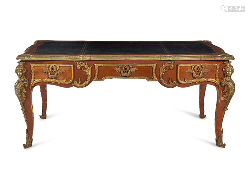 A Louis XV Style Gilt Bronze Mounted Bureau Plat