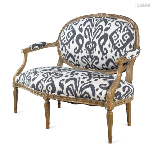 A Louis XVI Style Brunschwig & Fils Upholstered