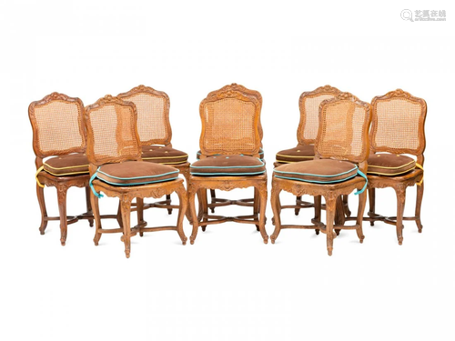 A Set of Eight Louis XV Provincial Style Dining Chairs