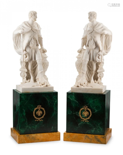 A Pair of Composition Marble Figures with Faux Marble