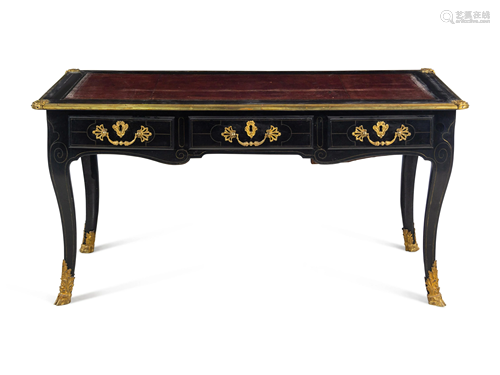 A Louis XV Gilt Bronze Mounted Brass Inlaid Ebonized