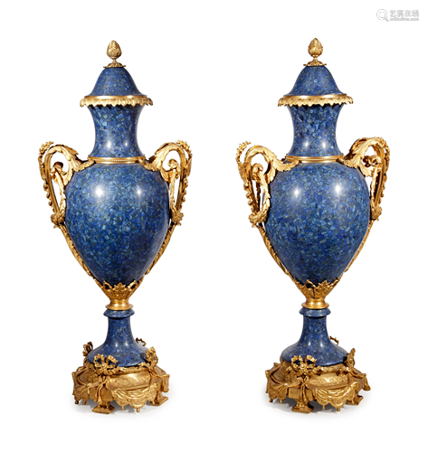 A Pair of Monumental Louis XV Style Gilt Bronze Mounted