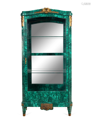 A Louis XV Style Gilt Metal Mounted Malachite Veneered