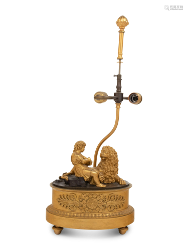A Continental Gilt Bronze Figural Group Mounted as a