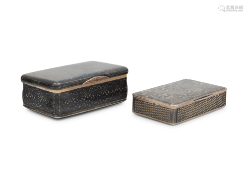 Two Russian Niello Silver Snuff Boxes