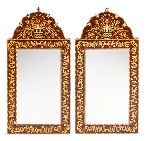 A Pair of Iberian Marquetry Mirrors