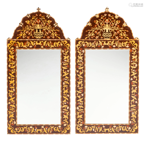 A Pair of Iberian Marquetry Mirrors