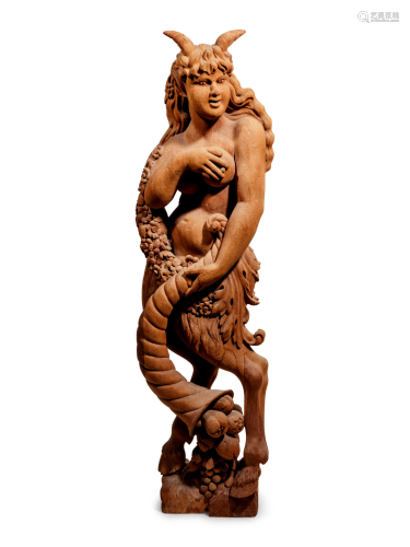 Two Continental Carved Wood Bacchic Figures of a Satyr