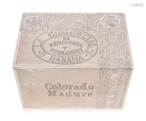 A Russian Silver Trompe l'Oeil Table-Top Cigar Box