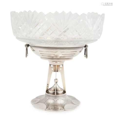 A Russian Silver and Cut Glass Centerpiece Bowl