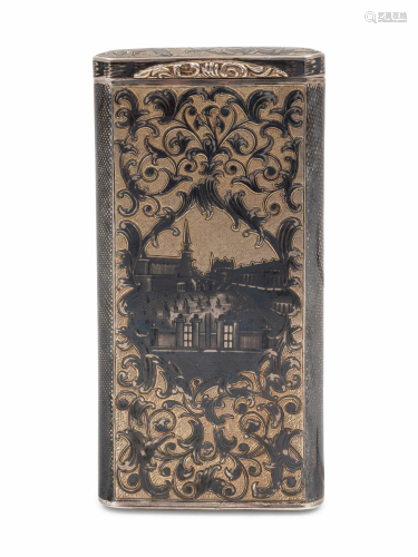 A Russian Silver-Gilt and Niello Cigar Case