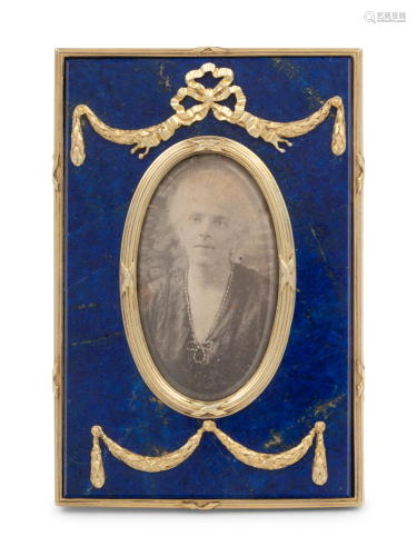 A Russian Silver-Gilt and Lapis Lazuli Mounted Picture