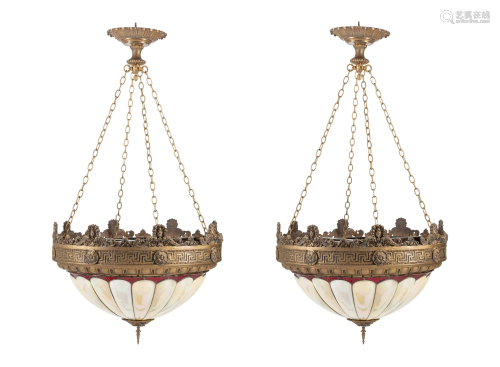 A Pair of American Neoclassical Gilt Bronze and Slag