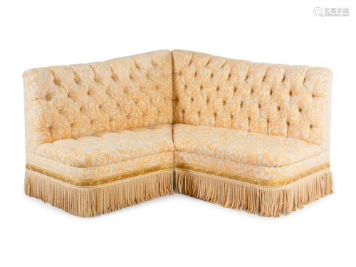 A Custom Button-Tufted Banquette with Fortuny