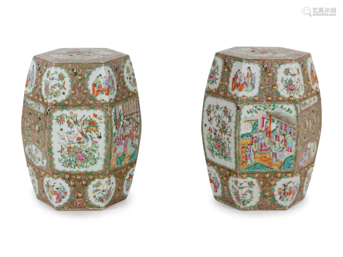 A Pair of Chinese Export Famille Rose Porcelain Garden