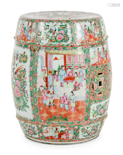 A Chinese Export Rose Medallion Porcelain Garden Seat