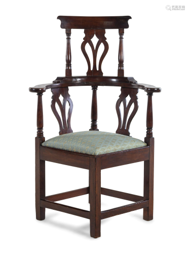 A George III Mahogany High-Back Corner Chair