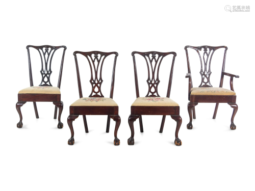 A Set of Four George III Mahogany Dining Chairs