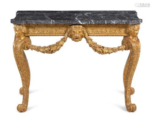 A George II Giltwood Marble-Top Pier Table in the