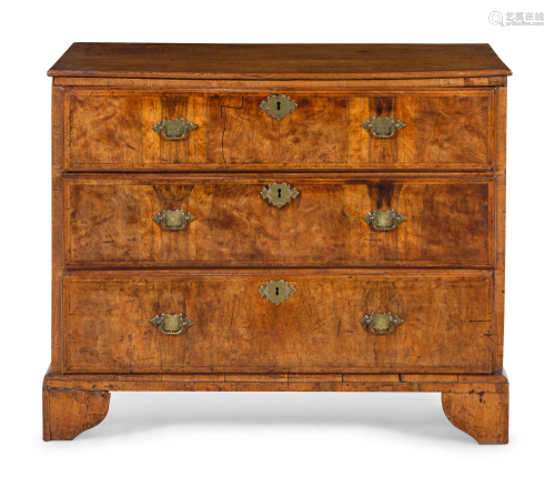 A George III Mahogany and Walnut Chest of Drawers