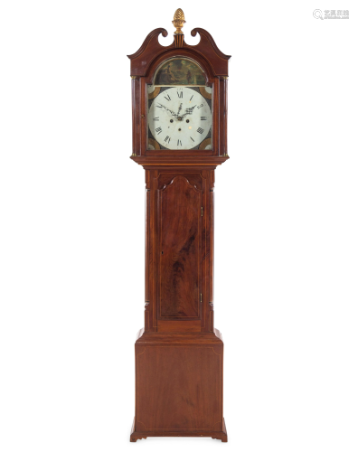 A George III Style Satinwood Inlaid Mahogany Tall Case