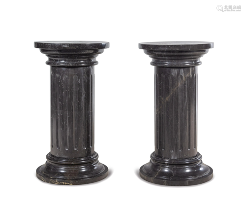 A Pair of Belgian Black Marble Pedestals