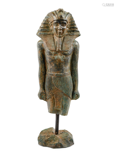 An Egyptian Style Bronze Portrait Sculpture of a