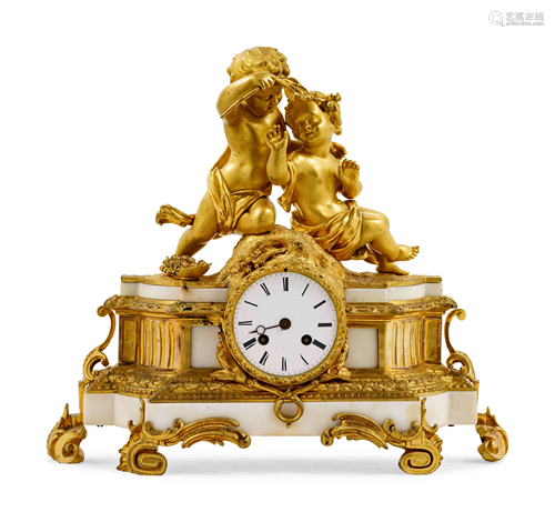 A Louis XV Style Gilt Bronze Mounted White Marble