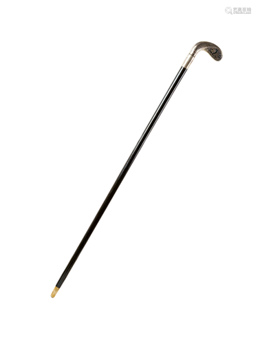 An Austrian Niello Silver Mounted Ebony Walking Stick