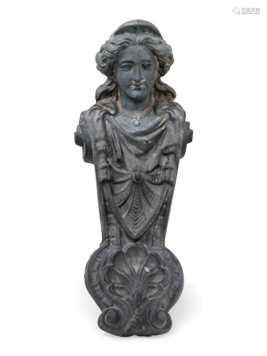 A French Molded Copper Caryatid Figure